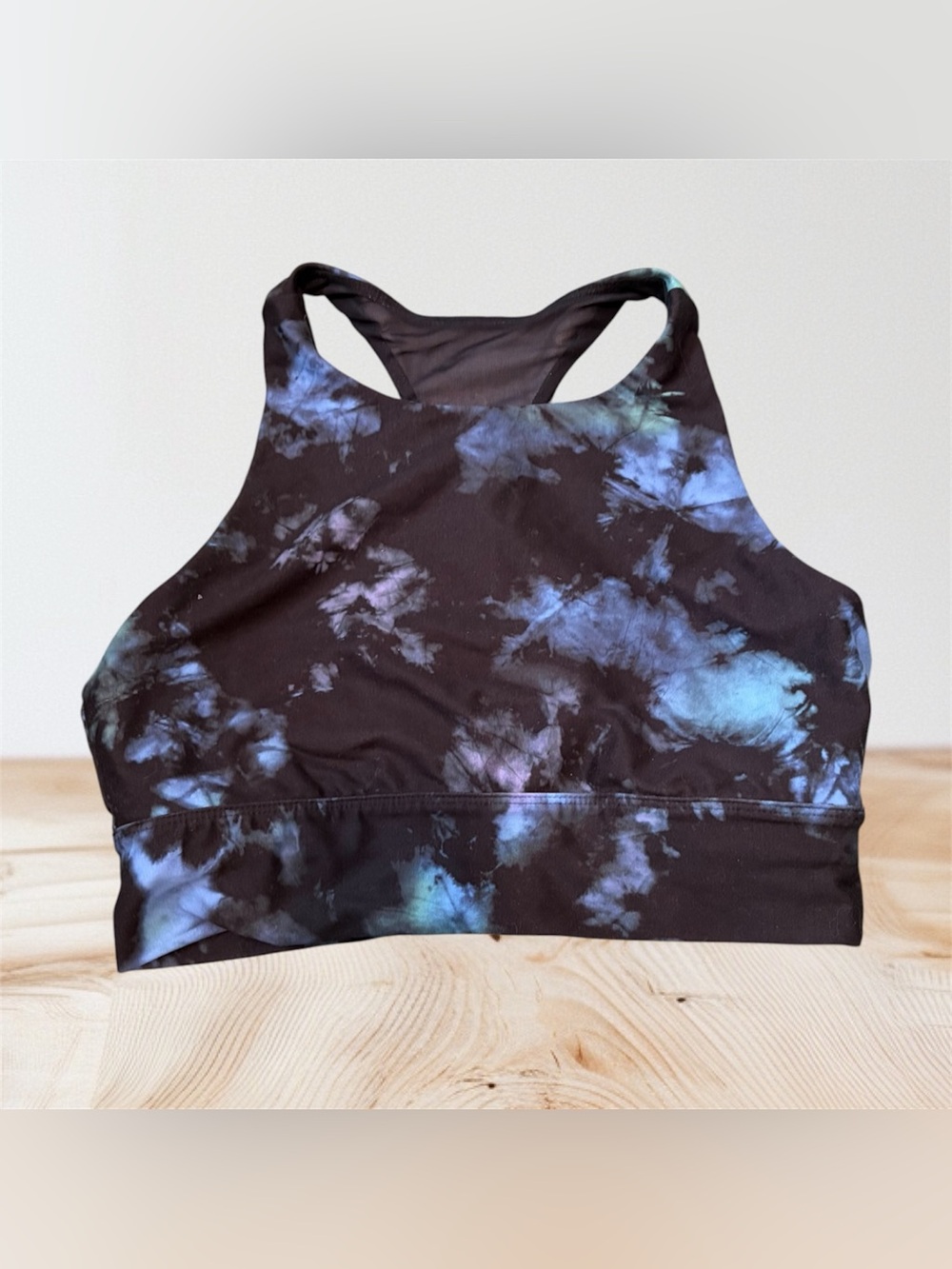 DSG Tie-Dye High Neck Sports Bra - Black, Blue & Purple